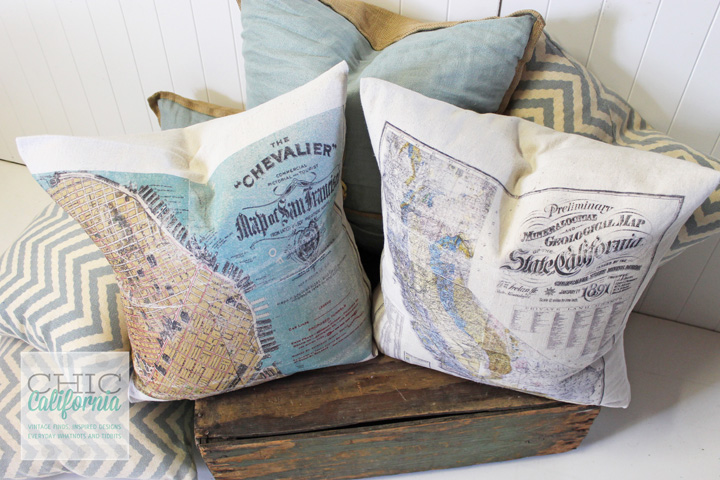 24 Handmade Gift Ideas for Men includes these DIY Map Pillows