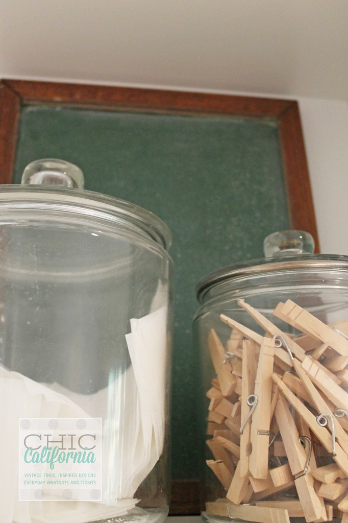 clothes pins, dryer sheets, laundry organization