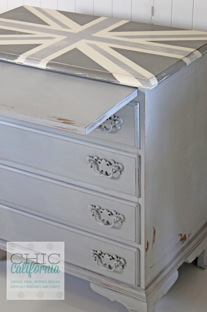 gray union jack, union jack dresser, union jack side table