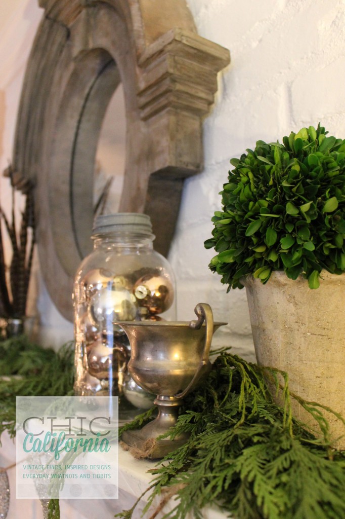 trophy, boxwood, vintage ornaments, ball jars