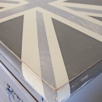 gray union jack, distressed dresser, distressed table, paris gray dresser, Annie Sloan Paris Gray