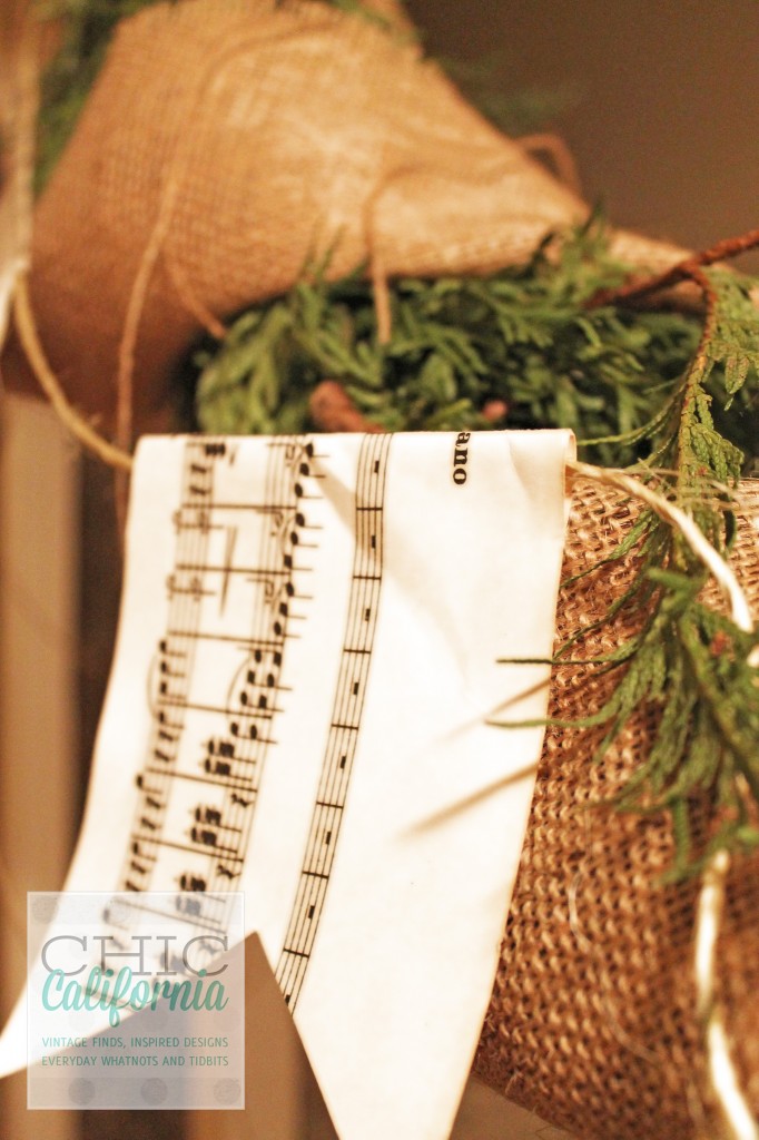 holiday decorations, music sheet garland