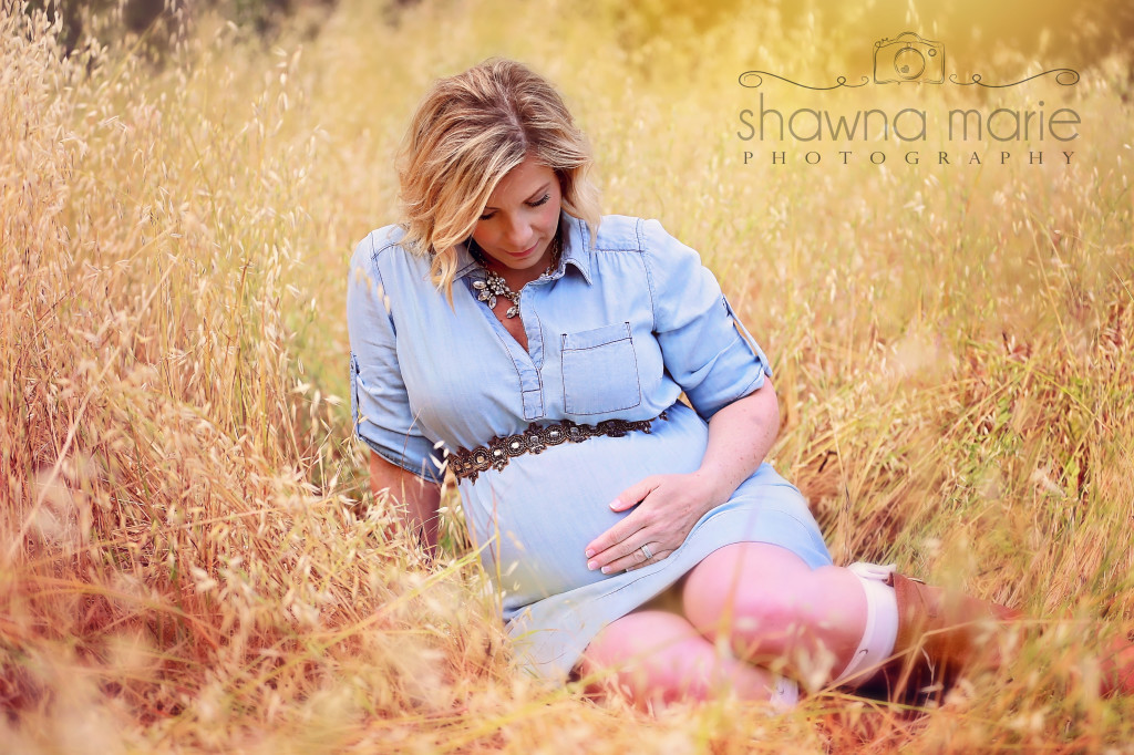 denim dress maternity photos