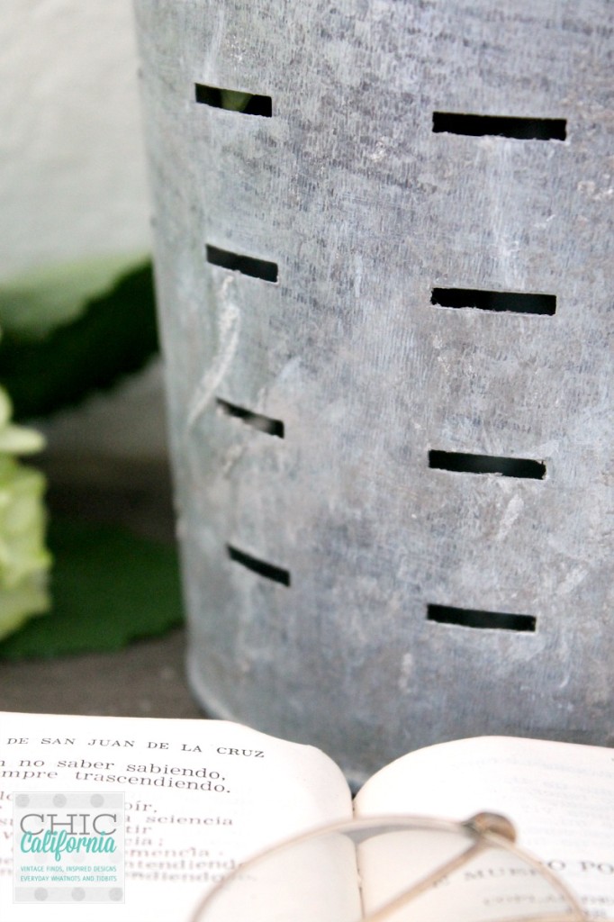 patina on galvanized bucket